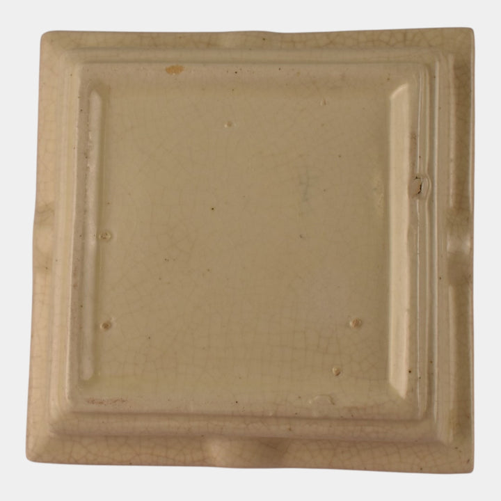 Roseville Creamware 1910 Antique Art Pottery Green Band Ashtray Match Holder - Just Art Pottery