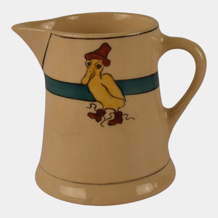 Roseville Pottery Juvenile 1910 Creamware Duck with Red Hat and Boots Creamer 13 - Just Art Pottery