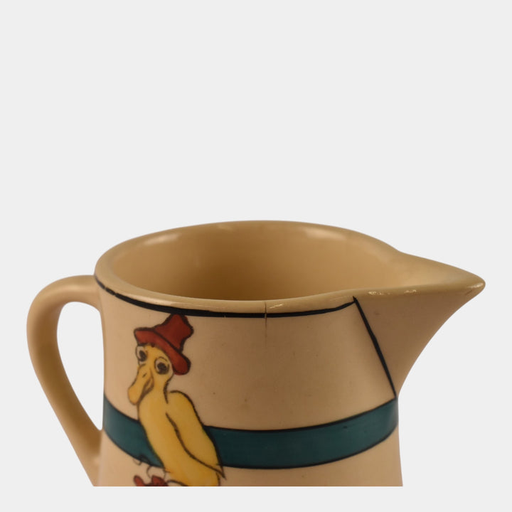 Roseville Pottery Juvenile 1910 Creamware Duck with Red Hat and Boots Creamer 13 - Just Art Pottery