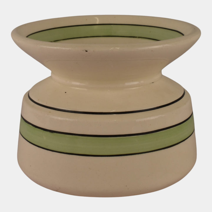 Roseville Creamware 1910 Green Banded Pottery Spittoon Cuspidor - Just Art Pottery