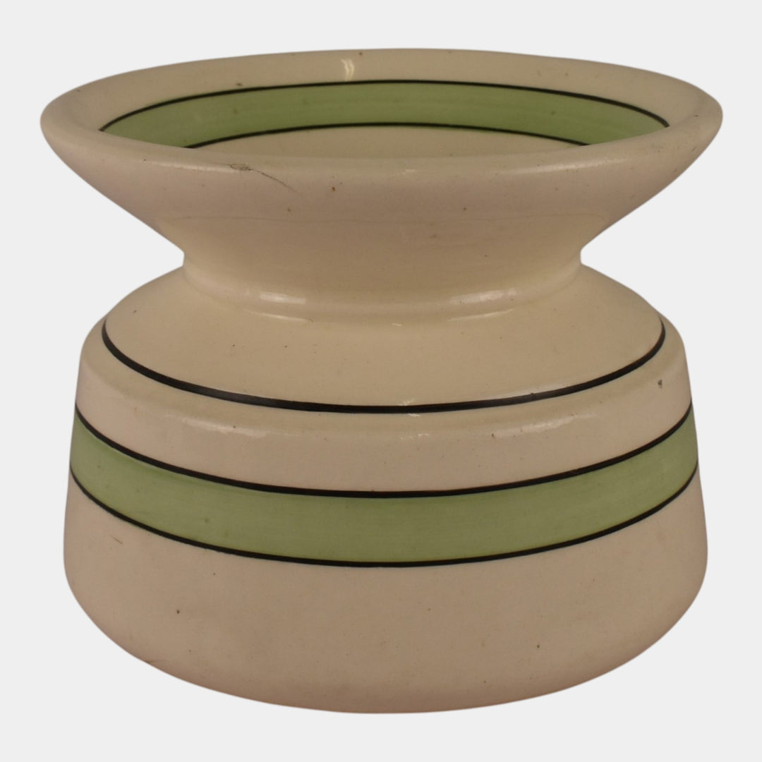 Roseville Creamware 1910 Green Banded Pottery Spittoon Cuspidor - Just Art Pottery