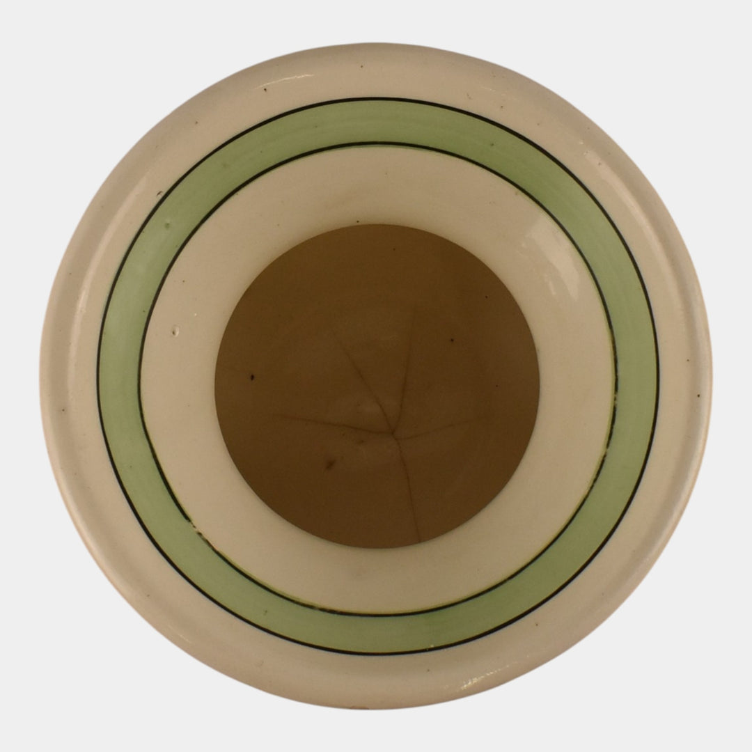 Roseville Creamware 1910 Green Banded Pottery Spittoon Cuspidor - Just Art Pottery