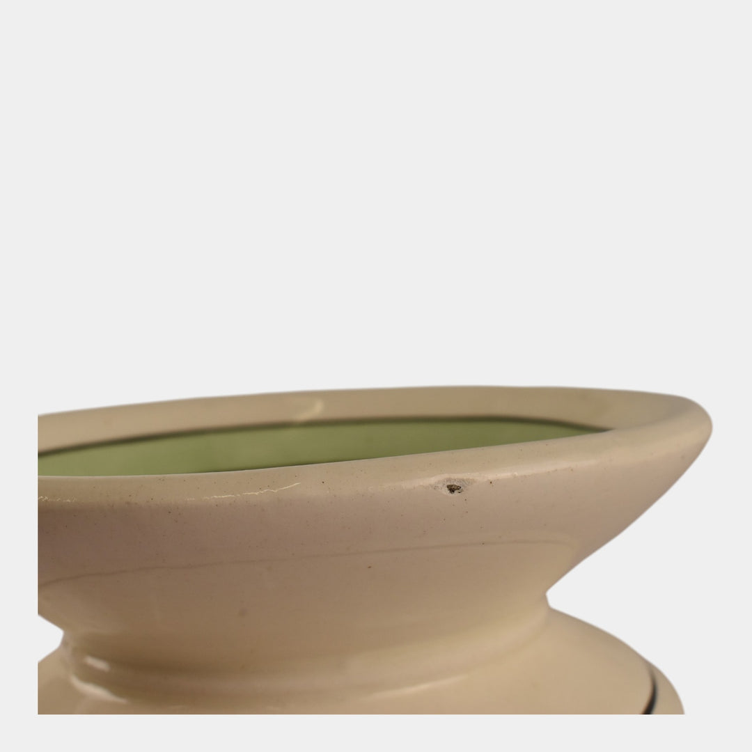 Roseville Creamware 1910 Green Banded Pottery Spittoon Cuspidor - Just Art Pottery