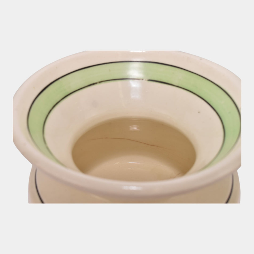 Roseville Creamware 1910 Green Banded Pottery Spittoon Cuspidor - Just Art Pottery
