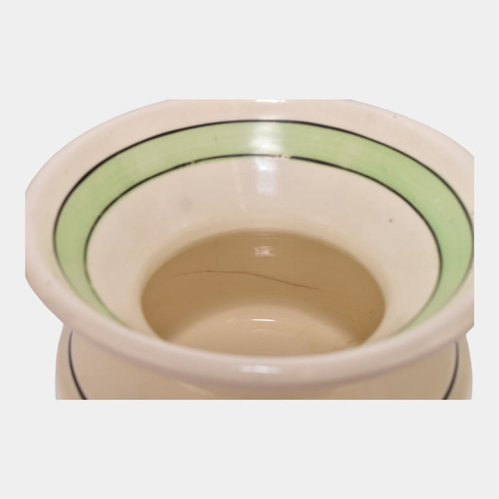 Roseville Creamware 1910 Green Banded Pottery Spittoon Cuspidor - Just Art Pottery