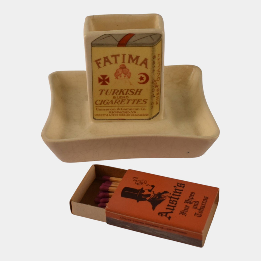 Roseville Creamware Fatima 1910-16 Vintage Pottery Ceramic Match Holder Ashtray