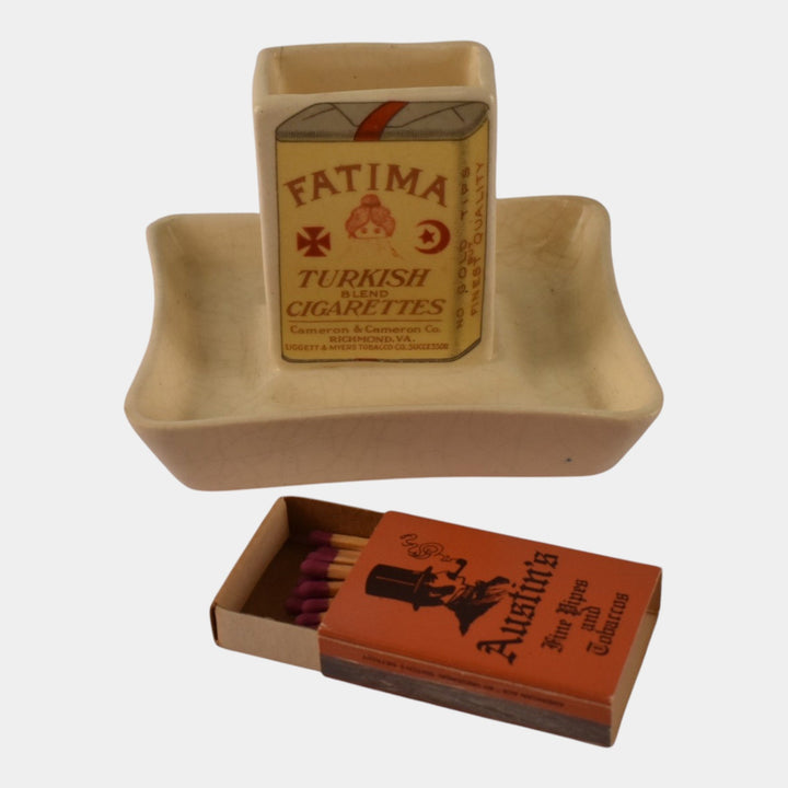 Roseville Creamware Fatima 1910-16 Vintage Pottery Ceramic Match Holder Ashtray