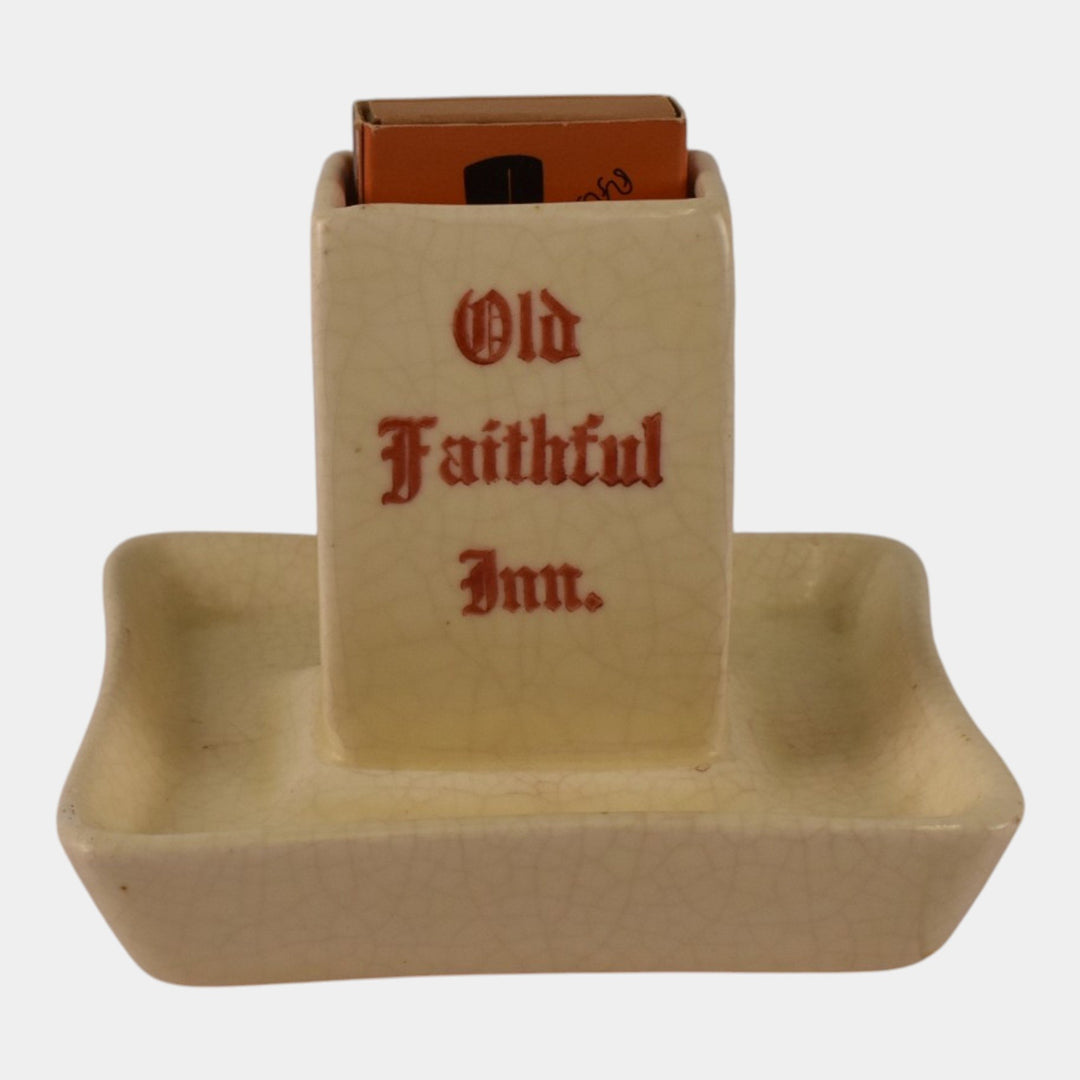 Roseville Creamware 1910 Vintage Pottery Old Faithful Inn Advertising Ashtray