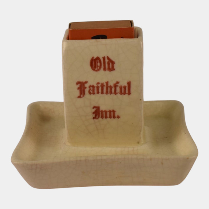 Roseville Creamware 1910 Vintage Pottery Old Faithful Inn Advertising Ashtray