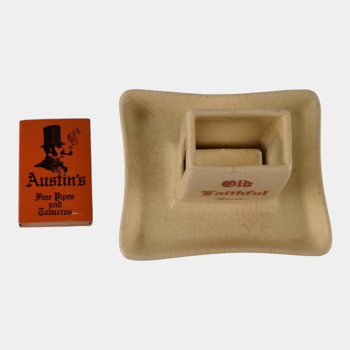 Roseville Creamware 1910 Vintage Pottery Old Faithful Inn Advertising Ashtray