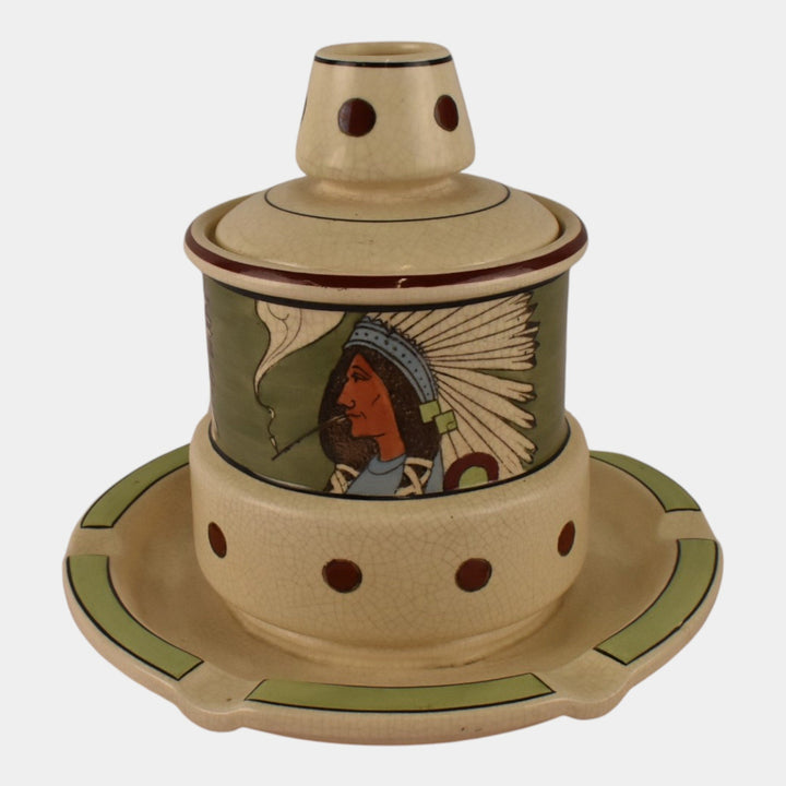 Roseville Pottery Creamware 1910 Native American Smoker Combination 8A
