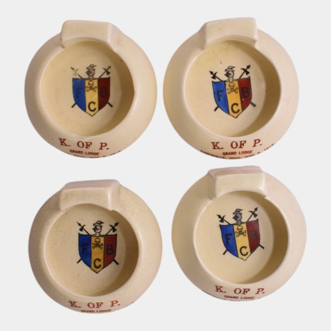 Roseville Creamware 1910 Vintage Pottery K Of P Lodge Advertising Ashtrays