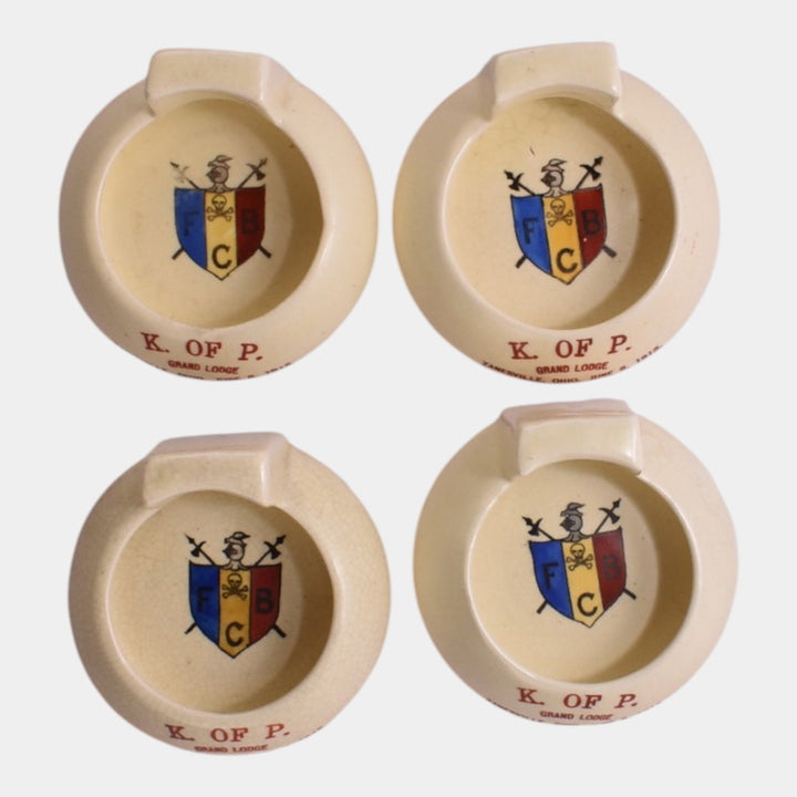 Roseville Creamware 1910 Vintage Pottery K Of P Lodge Advertising Ashtrays