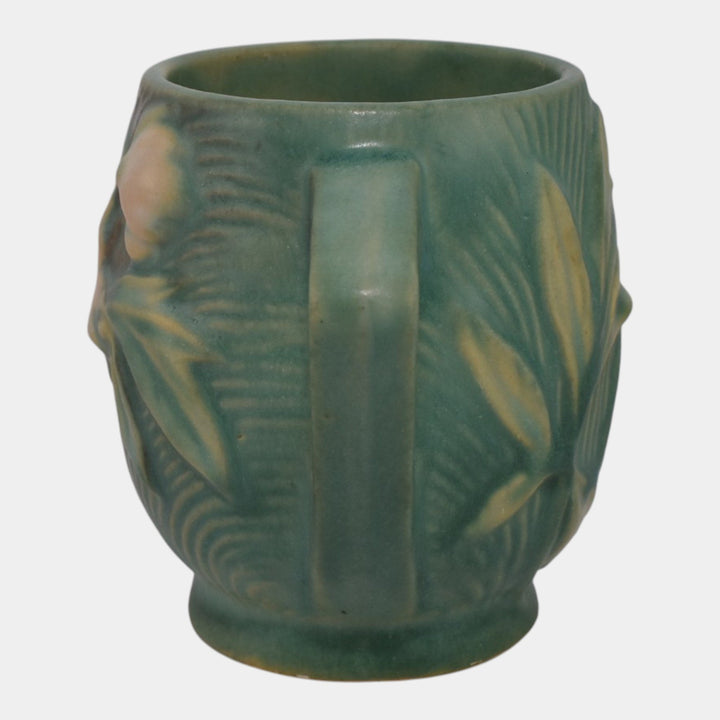 Roseville Peony Green 1942 Vintage Art Pottery Ceramic Mug 2-3