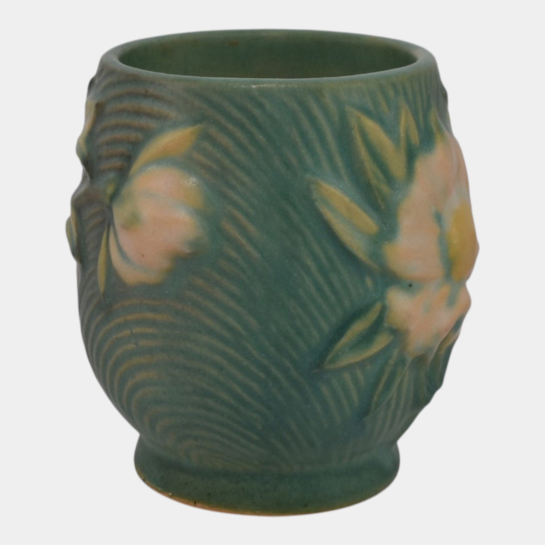 Roseville Peony Green 1942 Vintage Art Pottery Ceramic Mug 2-3