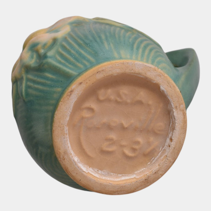 Roseville Peony Green 1942 Vintage Art Pottery Ceramic Mug 2-3