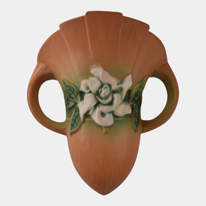 Roseville Gardenia Tan 1950 Mid Century Modern Pottery Wall Pocket 666-8