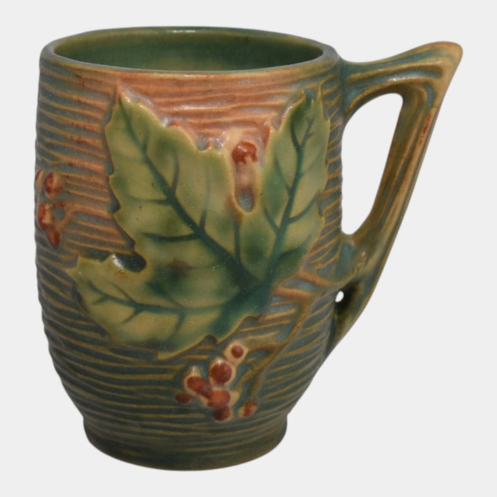Roseville Bushberry Green 1941 Vintage Art Pottery Ceramic Mug 1-3
