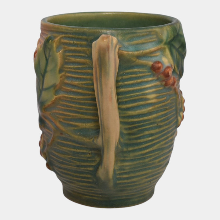 Roseville Bushberry Green 1941 Vintage Art Pottery Ceramic Mug 1-3