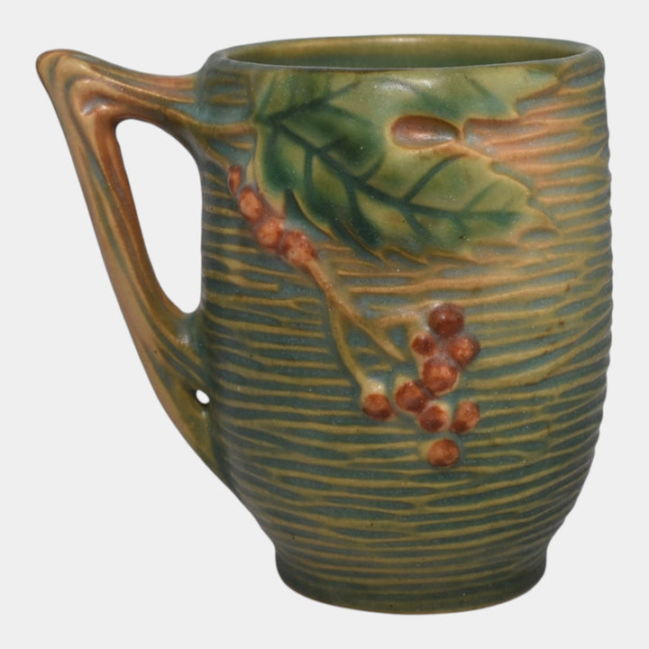 Roseville Bushberry Green 1941 Vintage Art Pottery Ceramic Mug 1-3