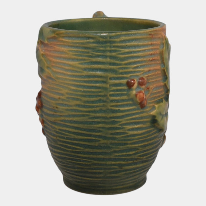 Roseville Bushberry Green 1941 Vintage Art Pottery Ceramic Mug 1-3