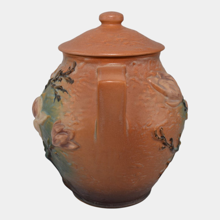 Roseville Magnolia Brown 1943 Mid Century Modern Pottery Ceramic Cookie Jar 2-8
