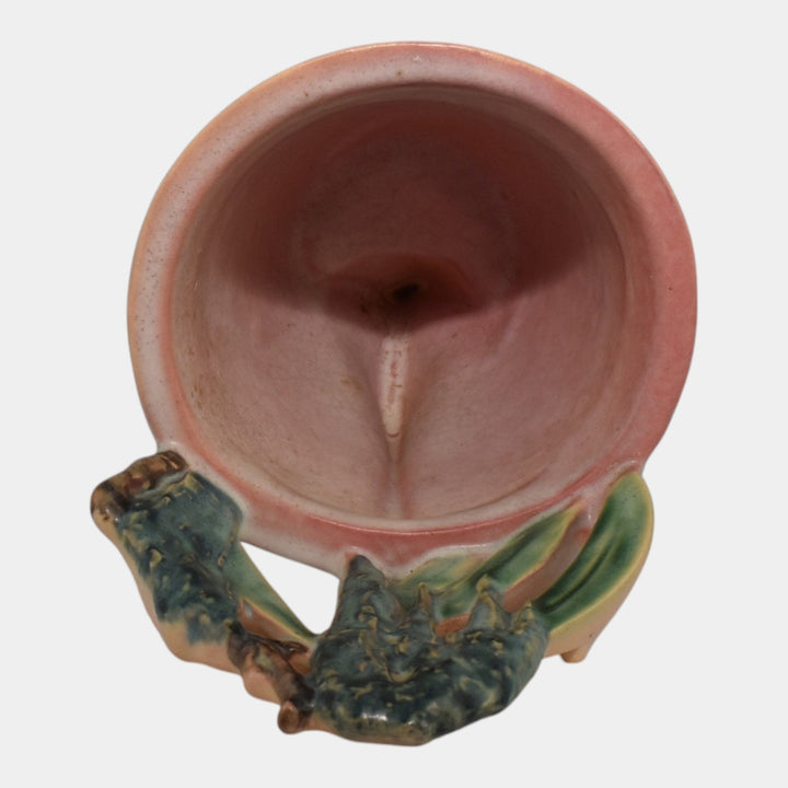 Roseville Moss Pink And Green 1936 Vintage Art Pottery Bucket Wall Pocket 1279-4