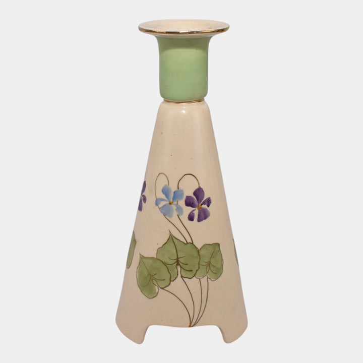 Roseville Creamware Persian 1916 Vintage Pottery Ceramic Footed Candle Holder