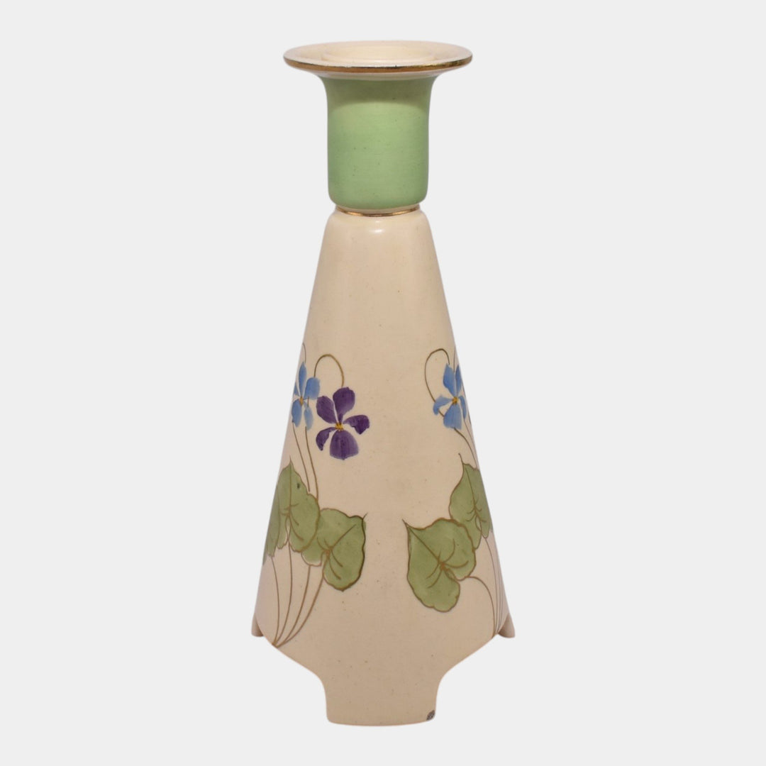 Roseville Creamware Persian 1916 Vintage Pottery Ceramic Footed Candle Holder
