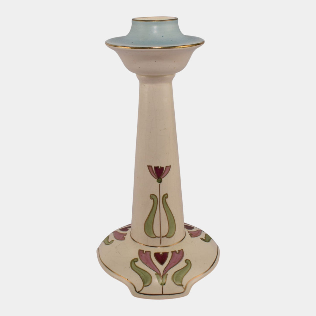Roseville Creamware Persian 1916 Vintage Pottery Ceramic Footed Candle Holder