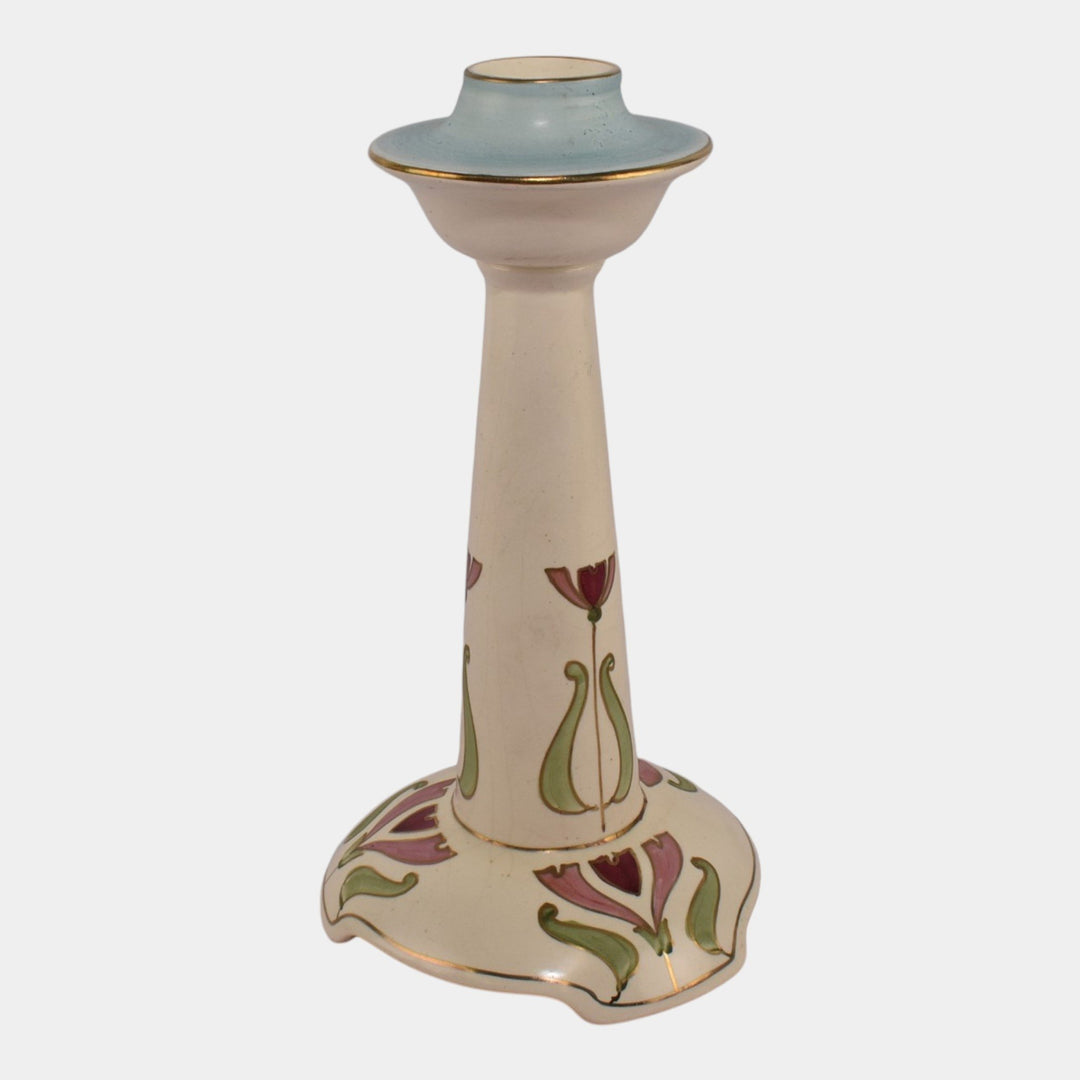Roseville Creamware Persian 1916 Vintage Pottery Ceramic Footed Candle Holder
