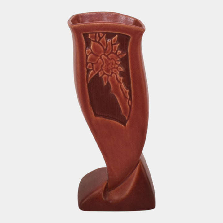 Roseville Silhouette Red 1950 Mid Century Modern Pottery Ceramic Vase 784-8