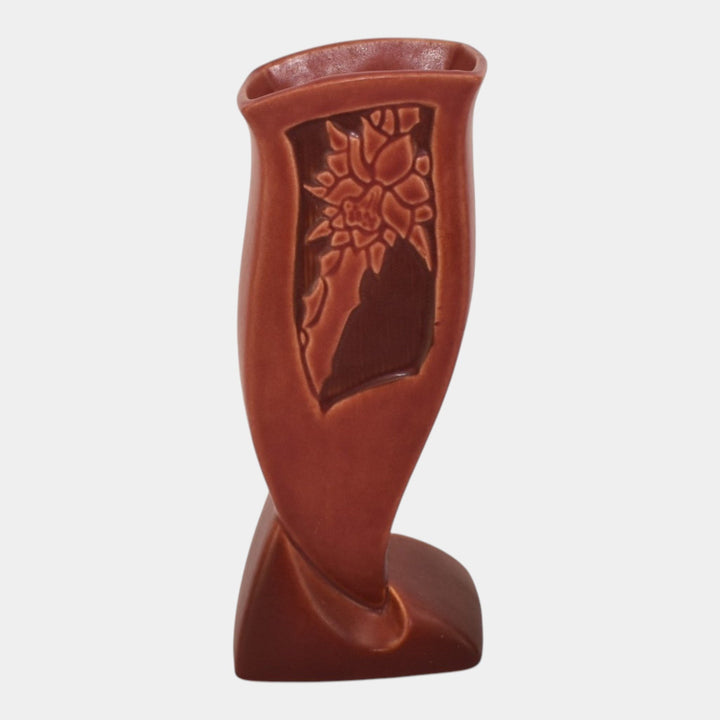 Roseville Silhouette Red 1950 Mid Century Modern Pottery Ceramic Vase 784-8