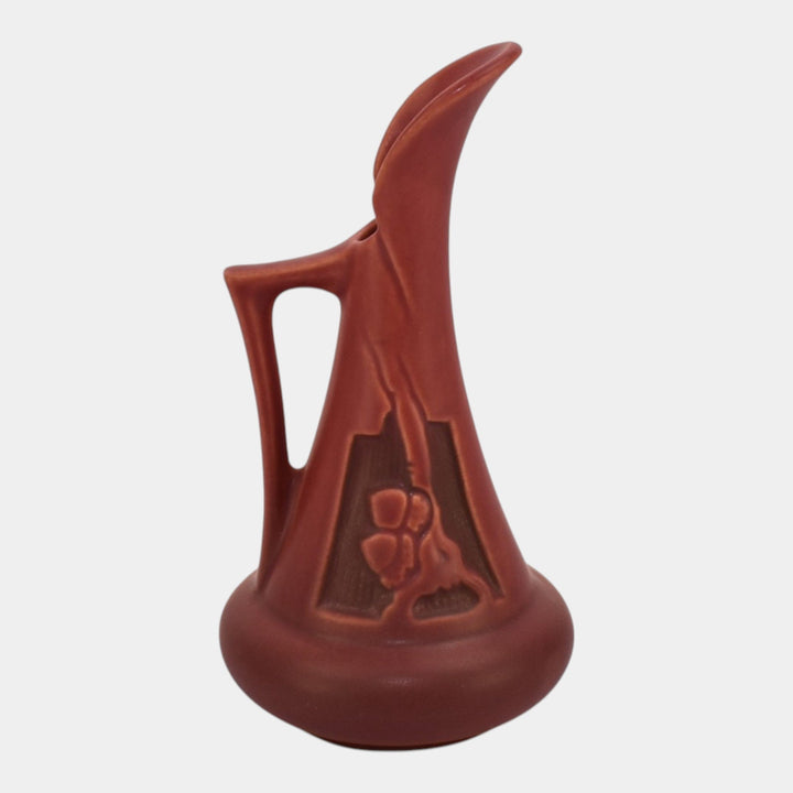 Roseville Silhouette Red 1950 Mid Century Modern Pottery Ceramic Ewer 716-6