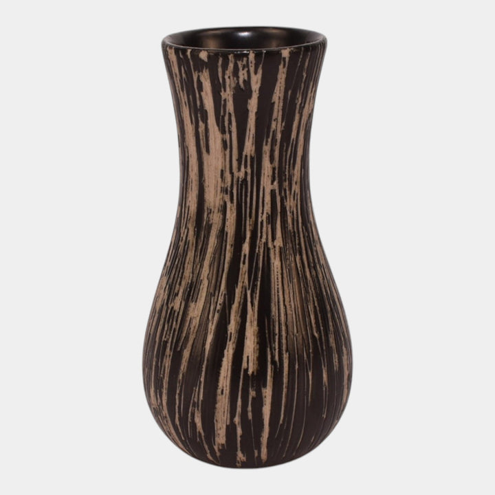 Pigeon Forge Tennessee Art Pottery Black White Mid Century Modern Ceramic Vase
