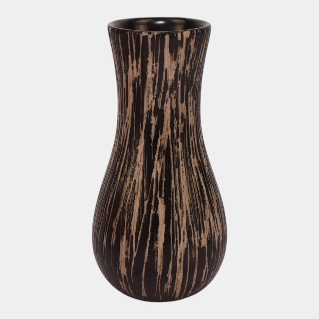 Pigeon Forge Tennessee Art Pottery Black White Mid Century Modern Ceramic Vase