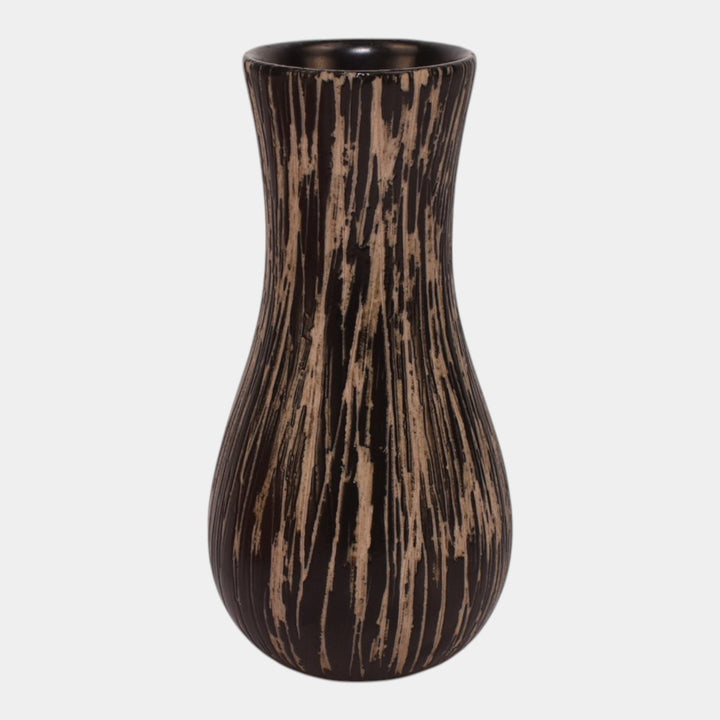 Pigeon Forge Tennessee Art Pottery Black White Mid Century Modern Ceramic Vase