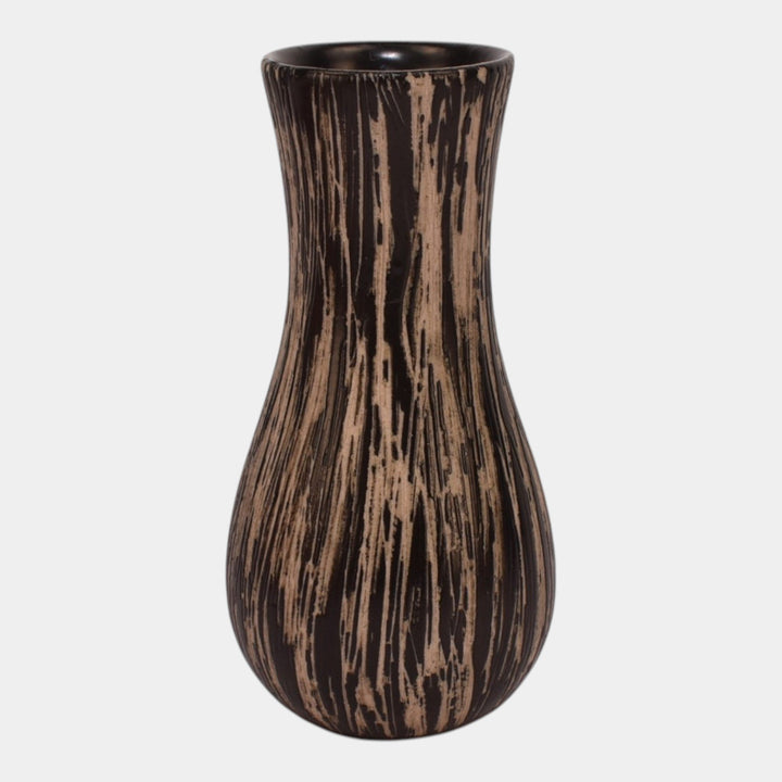 Pigeon Forge Tennessee Art Pottery Black White Mid Century Modern Ceramic Vase