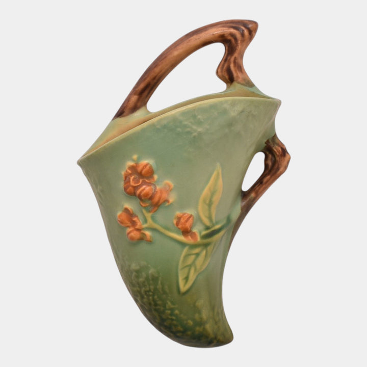 Roseville Bittersweet Green 1941 Mid Century Modern Pottery Wall Pocket 866-7