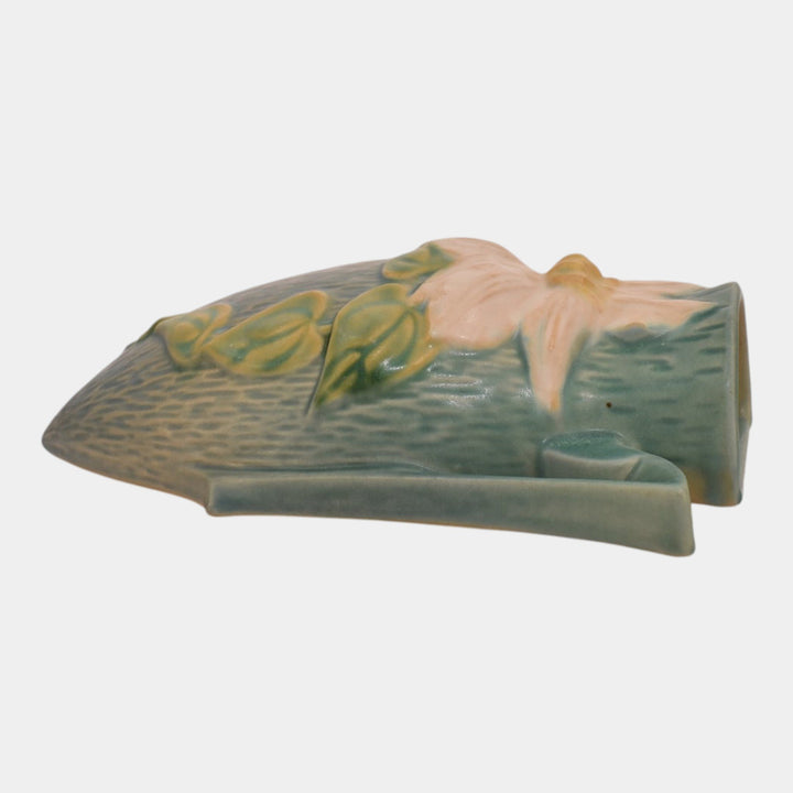 Roseville Clematis Blue 1944 Vintage Art Pottery Ceramic Wall Pocket 1295-8