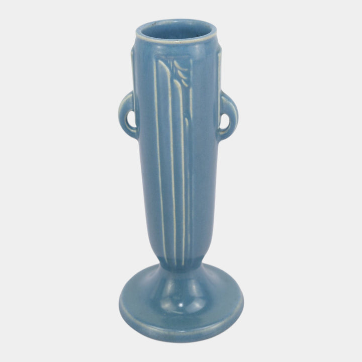 Roseville Moderne Blue 1936 Vintage Art Deco Pottery Ceramic Bud Vase 790-7