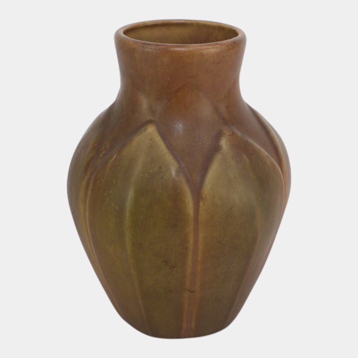 Roseville Early Velmoss Trial Glaze Green Brown 1916 Arts & Crafts Vase 130-8