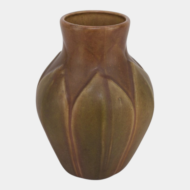 Roseville Early Velmoss Trial Glaze Green Brown 1916 Arts & Crafts Vase 130-8