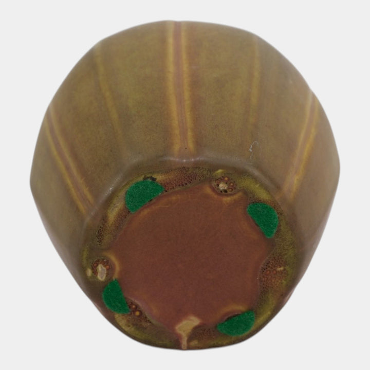 Roseville Early Velmoss Trial Glaze Green Brown 1916 Arts & Crafts Vase 130-8