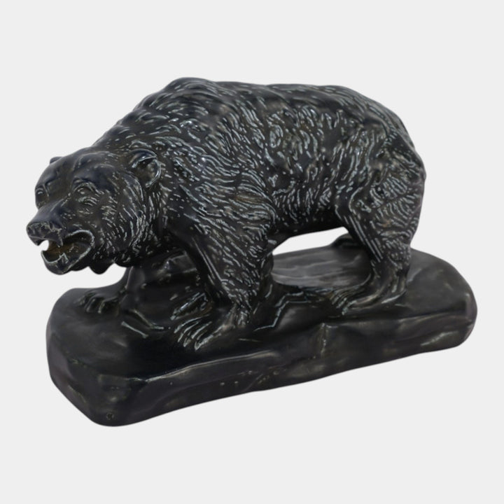 Mosaic Tile Company Zanesville Pottery Black Grizzly Bear Figurine Statue