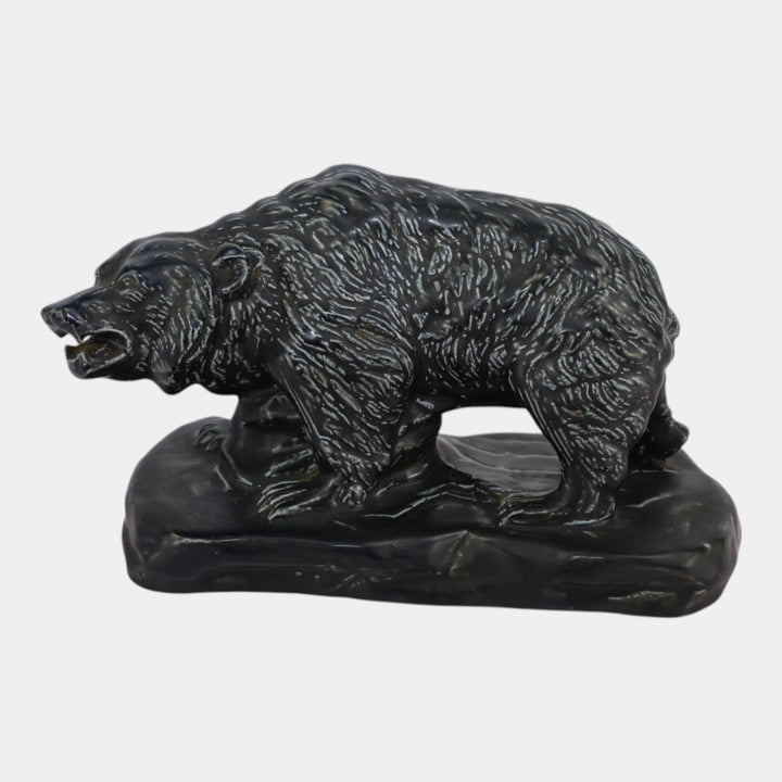 Mosaic Tile Company Zanesville Pottery Black Grizzly Bear Figurine Statue
