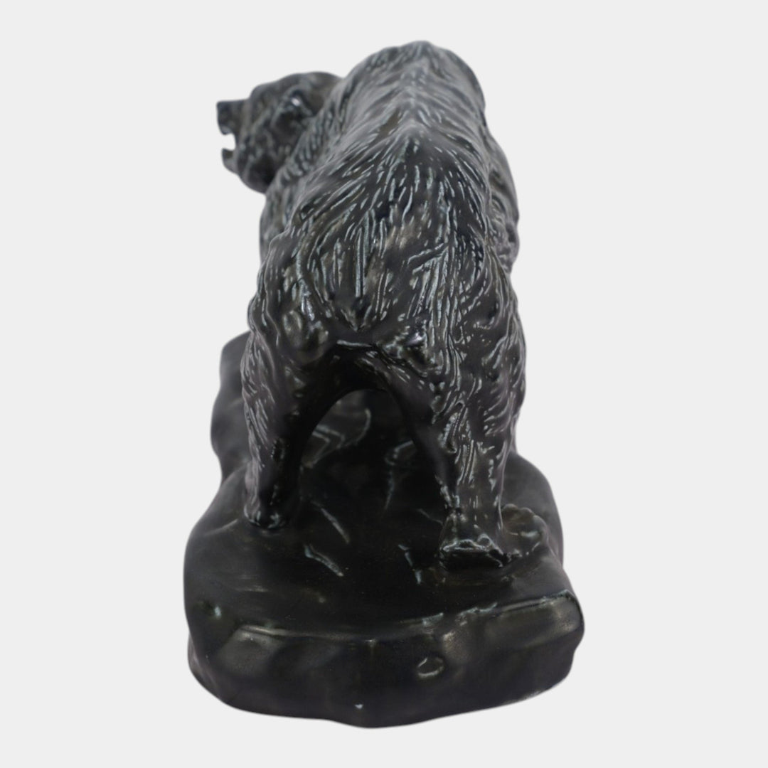 Mosaic Tile Company Zanesville Pottery Black Grizzly Bear Figurine Statue