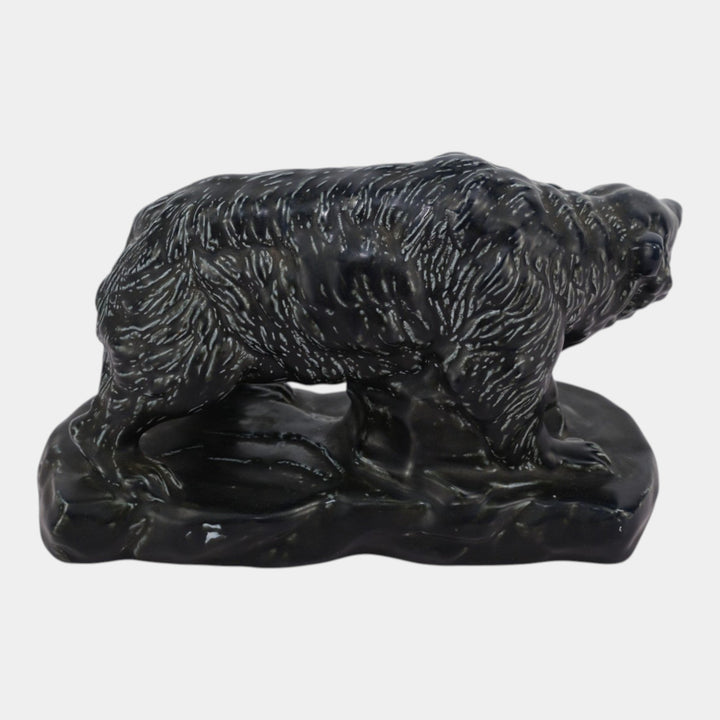 Mosaic Tile Company Zanesville Pottery Black Grizzly Bear Figurine Statue