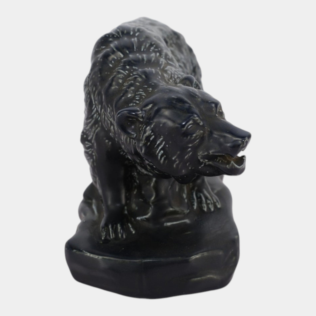 Mosaic Tile Company Zanesville Pottery Black Grizzly Bear Figurine Statue