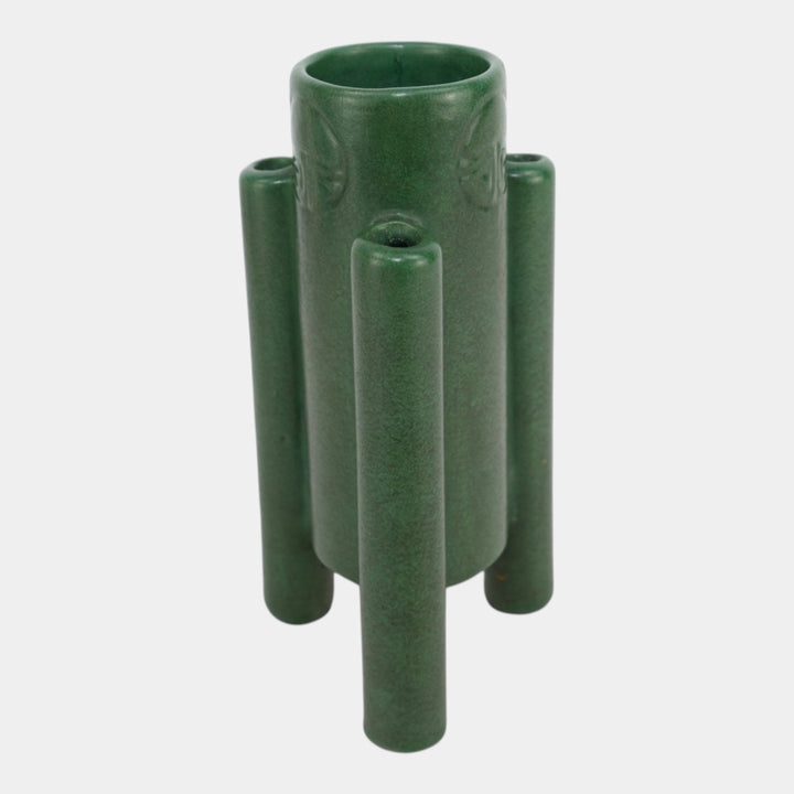 Weller Bedford 1915 Art And Crafts Pottery Matte Green Cylindrical Footed Vase